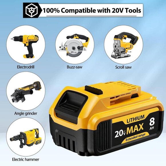 8000mAh DeWalt 20V Max Replacement Battery - Compatible with DCB200-DCB207 - Picture 5 of 5